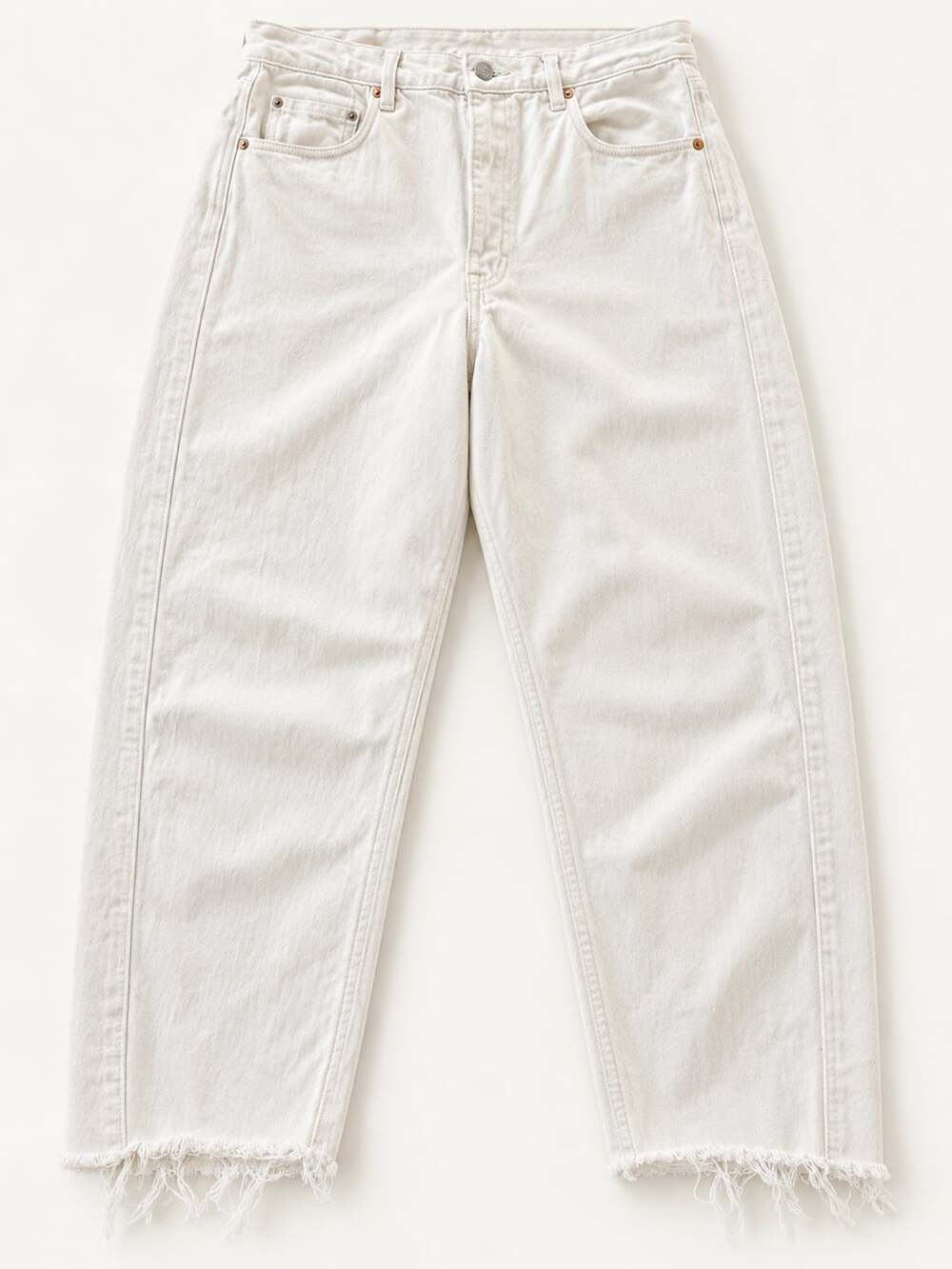 BlankNYC White Barrel Wide Leg Raw Hem Denim Jeans Size 31 (L)